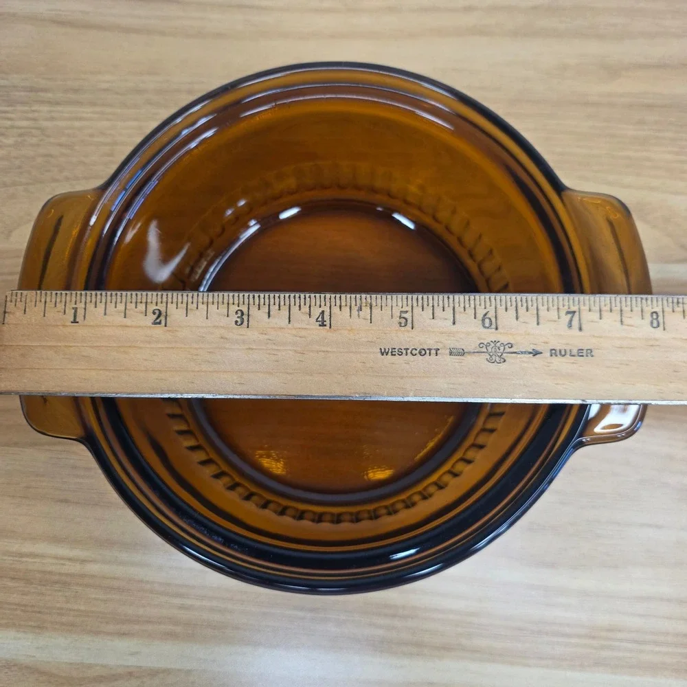 Vintage Anchor‎ Hocking Fire King 1 QT Ribbed Casserole Dish Amber 436 No Lid